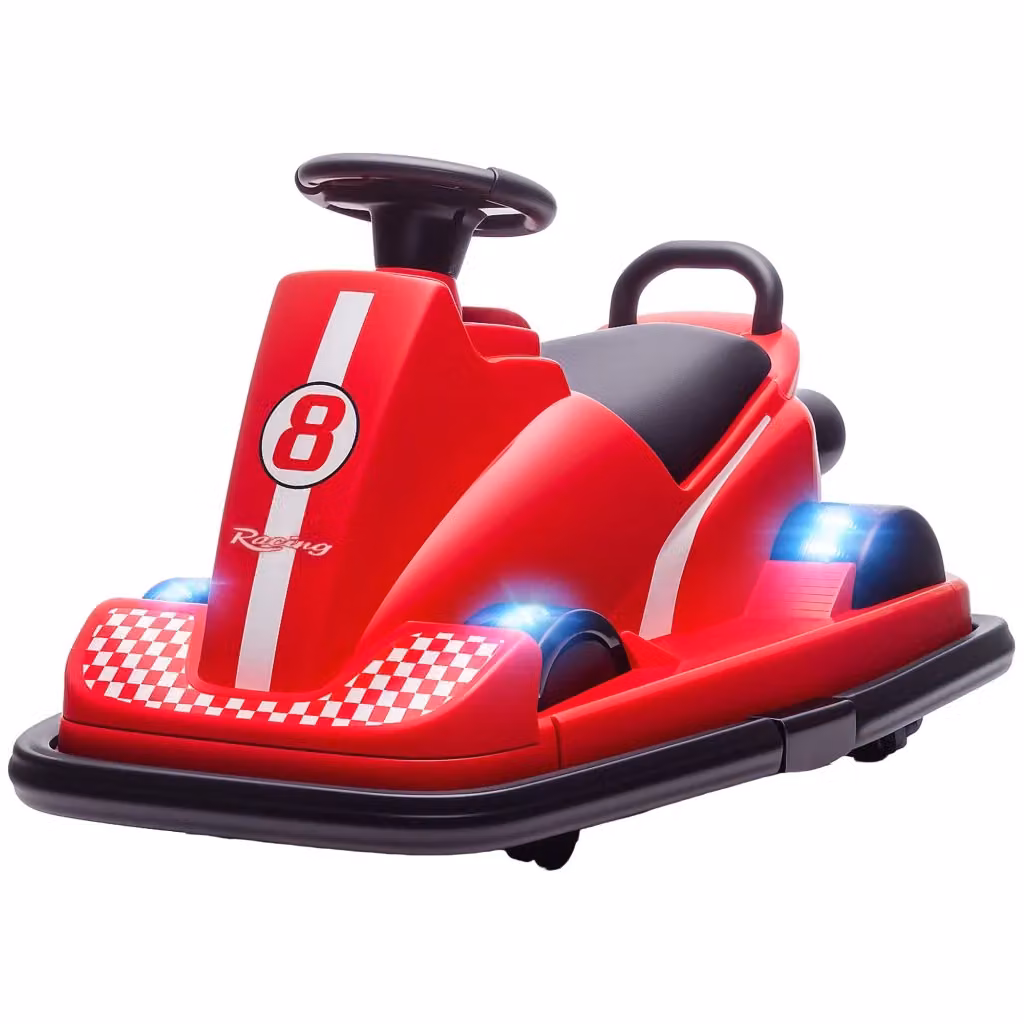 Autoscooter elettrico per bambini Minimal Rosso con rotazione a 360 gradi, luci LED e musica – 2