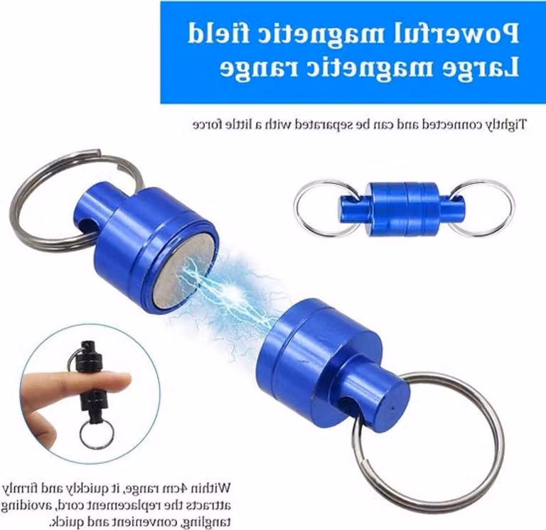 4 clip magnetiche per lo sgancio delle reti da pesca a mosca: fissaggio e sgancio rapidi delle reti da pesca con nastro a spirale