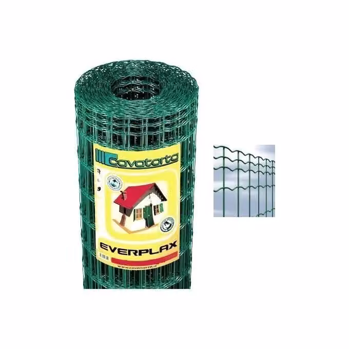 Rete elettrosaldata Everplax Cavatorta in acciaio plastificato verde, maglia 100x50 mm, filo 2.5 mm, H 150 cm x L 25 m – 2