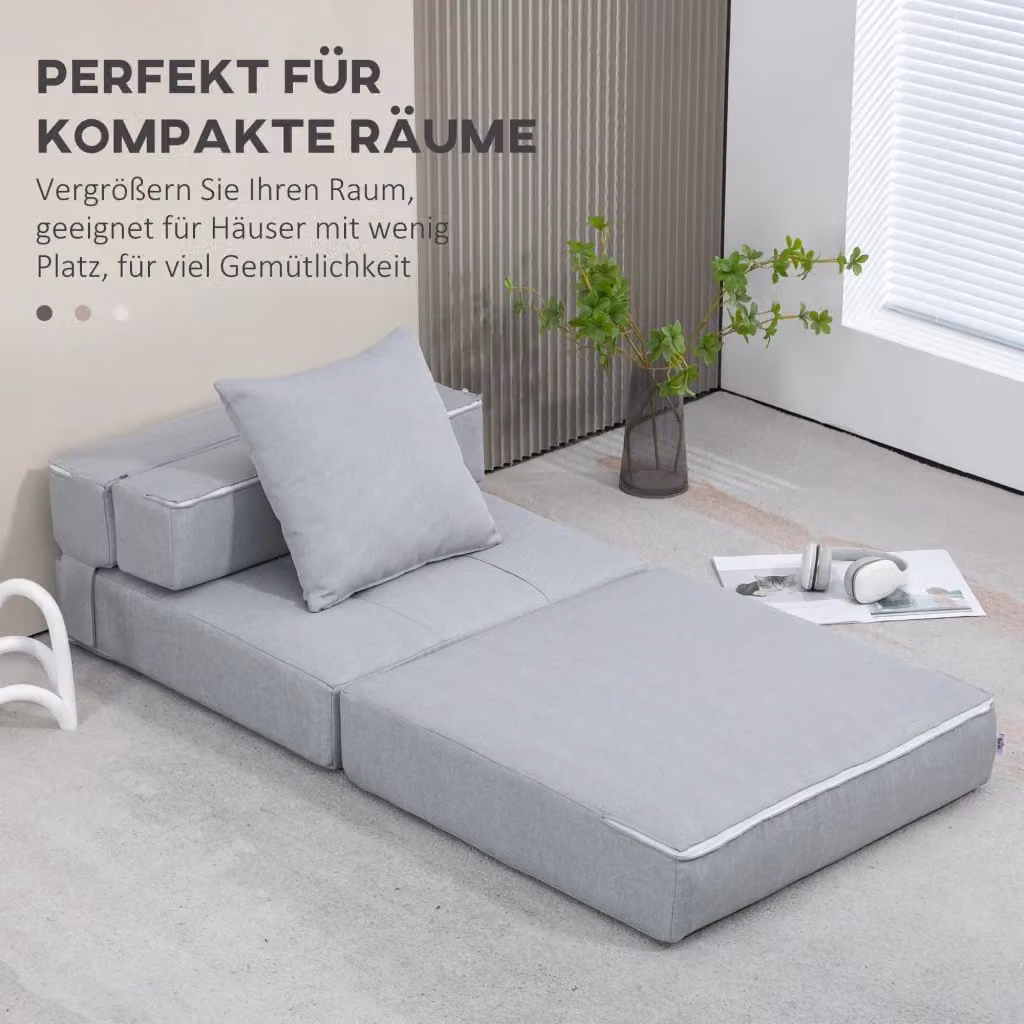 Poltrona Letto 2-in-1 REDOM Grigio Chiaro L: 70 cm, P: 70 cm, H: 61 cm – 2