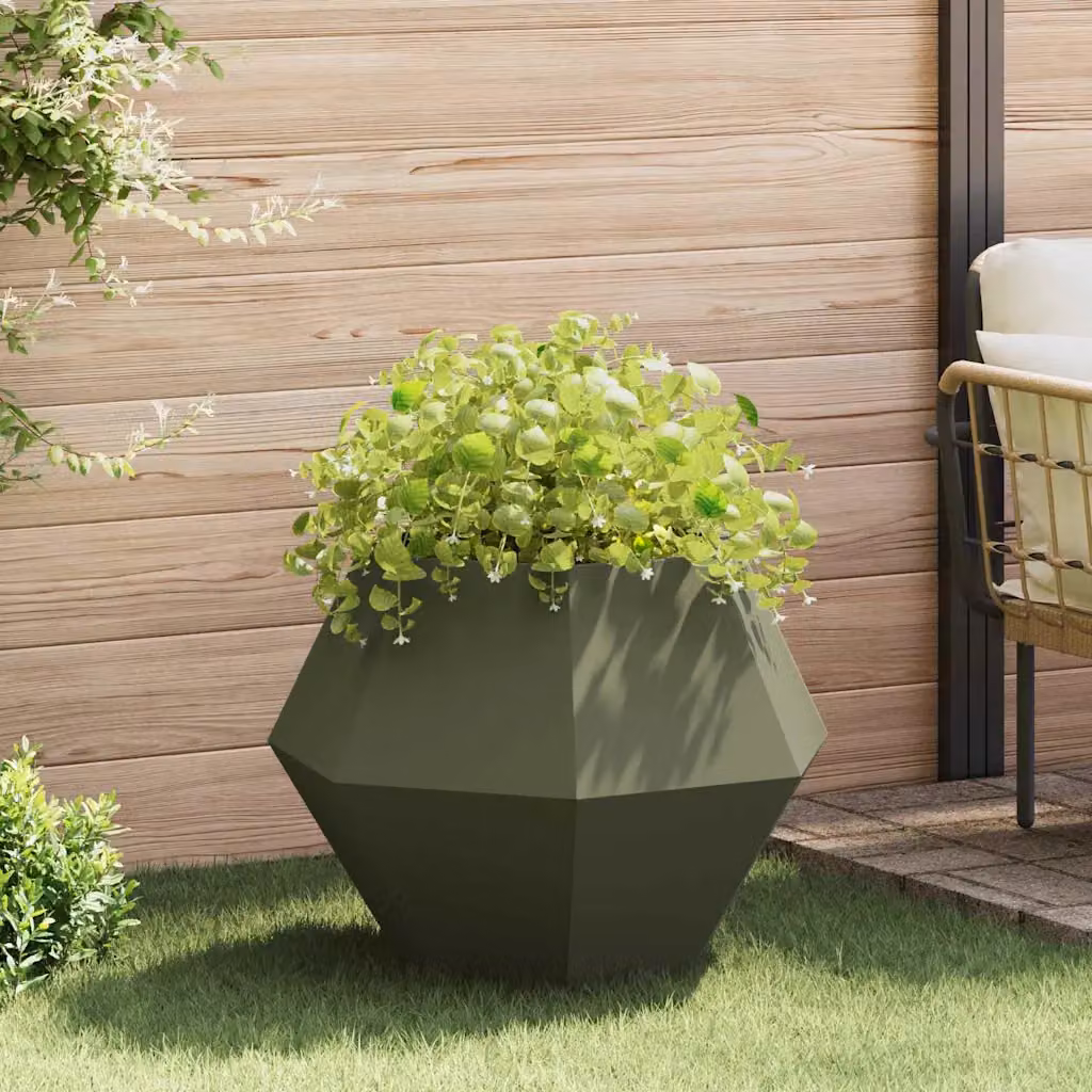Fioriera vidaXL in acciaio verde per giardino ornamentale o erbe aromatiche L: 75 cm, P: 75 cm, H: 60 cm