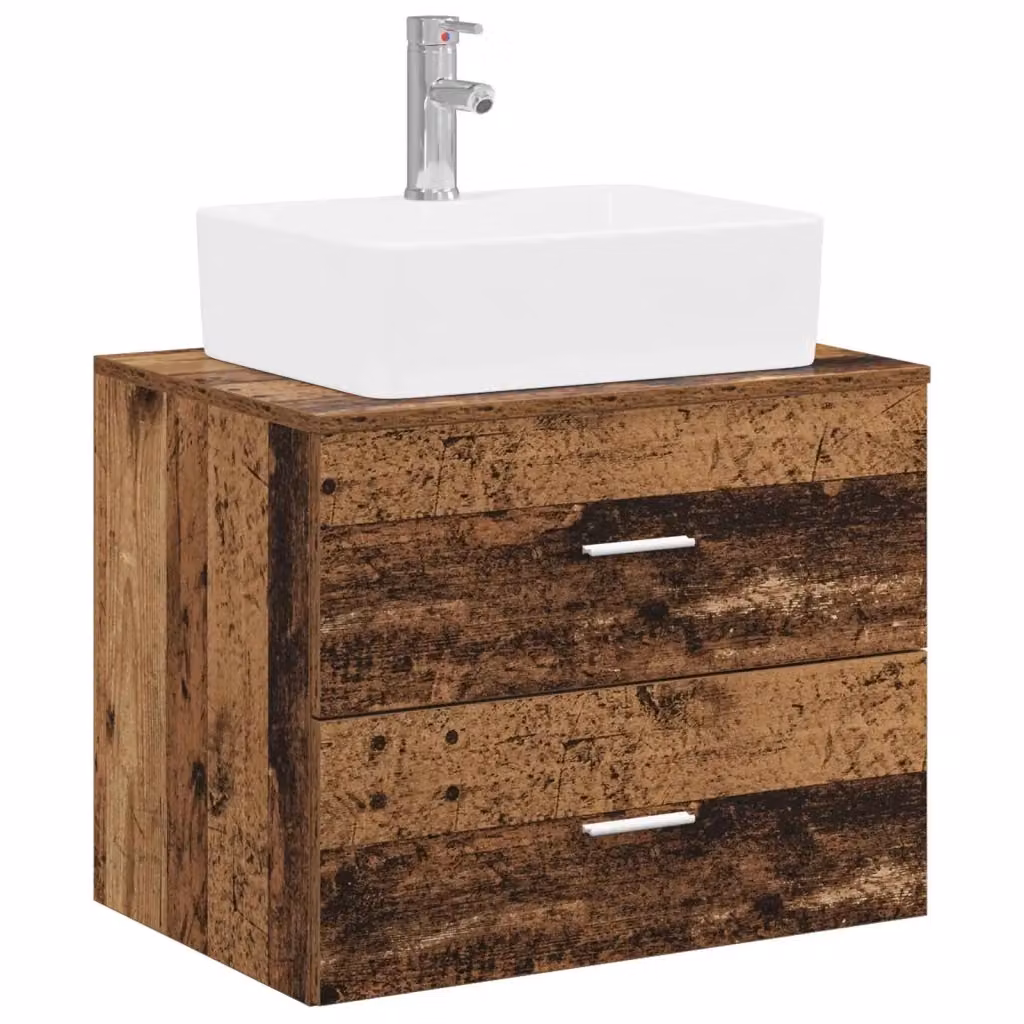 Mobile lavabo moderno vidaXL in MDF marrone con cassetti interni e ante, sospeso – 2