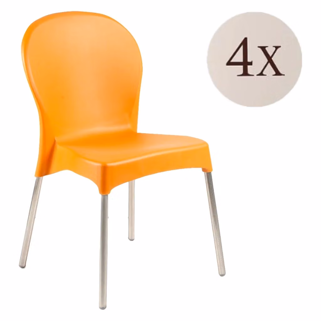 Set di 4 sedie da esterno impilabili DMORA Eclectic in stile boho, colore arancione opaco – 2