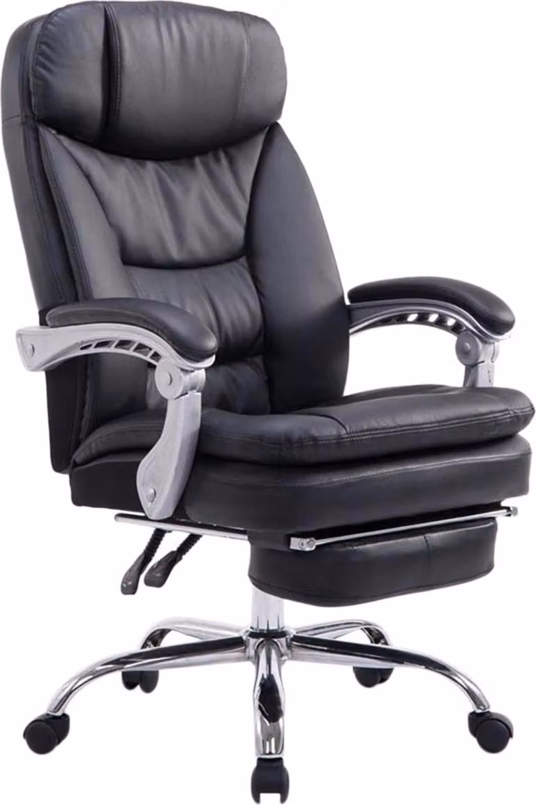 Sedia direzionale ergonomica XL - Sedia da ufficio confortevole - con poggiapiedi regolabile | Colore: nero