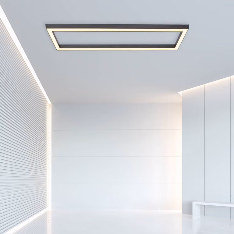 PURE Plafoniera a LED Lines Square, dimmerabile, Alluminio / Grigio / Zincato, Soggiorno / Sala da pranzo, Metallo, Moderno, Plafoniera LED
