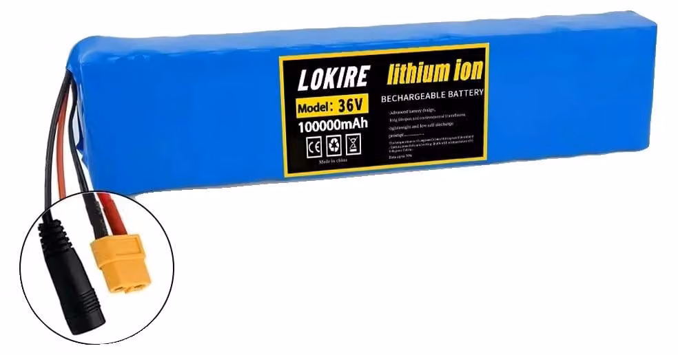 Batteria agli ioni di litio, capacità 100 Ah, tensione 36 V, XT60-DC