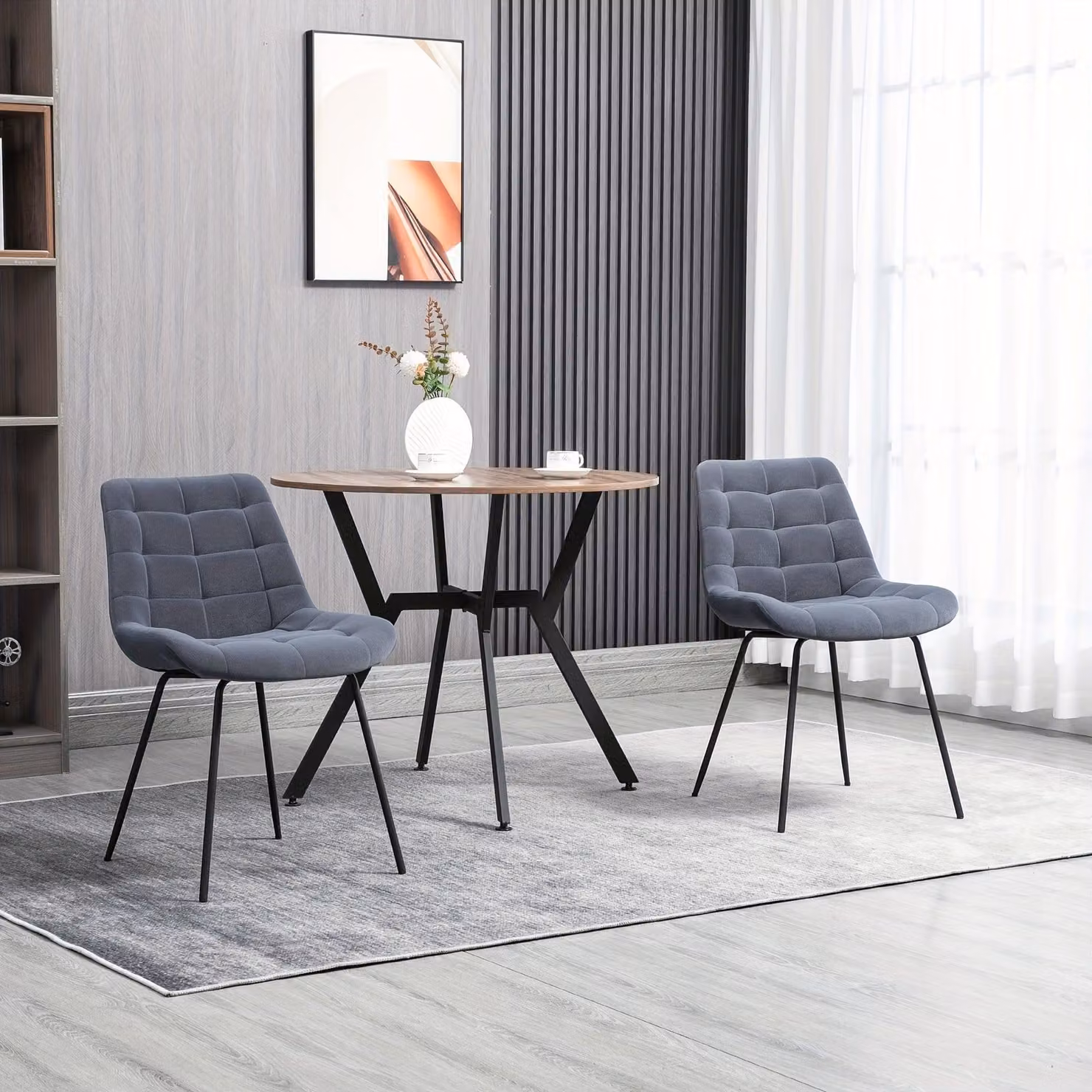 Sedia da pranzo – Set di 2 sedie in stile retrò, con rivestimento in velluto grigio e gambe in acciaio robusto, dimensioni 50x61x79 cm