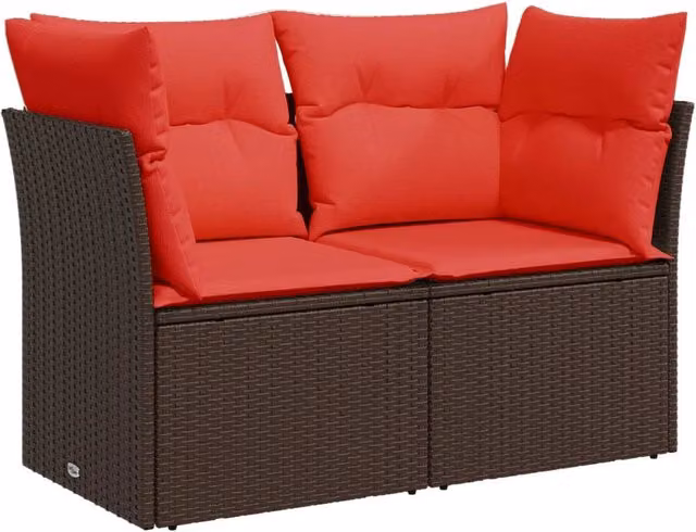 Divano da giardino con cuscini a 2 Posti-Sofa da Giardino-Divano da esterno marrone in polyrattan 658338