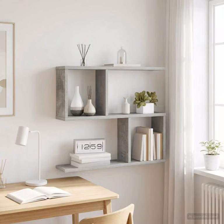 Scaffale da parete moderno vidaXL Grigio, L: 60 cm, P: 12 cm, H: 50,5 cm