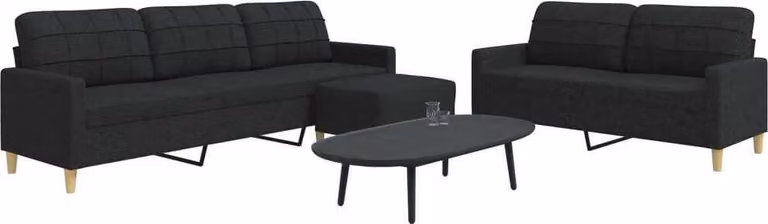 Maison Exclusive - Set divano a 3 pezzi con poggiapiedi, tessuto nero