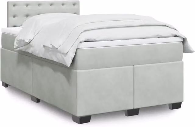 Letto Ibrido vidaXL con Materasso Grigio Chiaro e Rivestimento in Velluto L/P/H: 120 x 200 x 100,5 cm