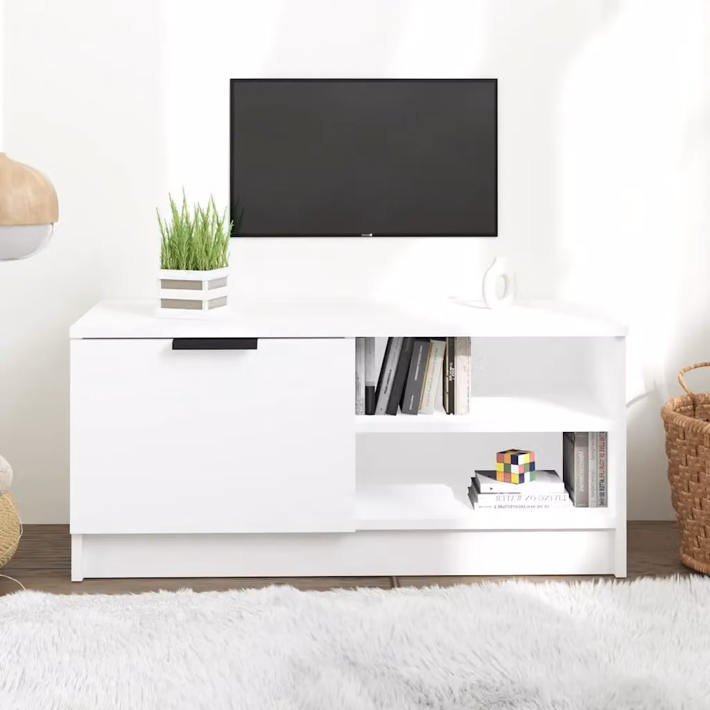 vidaXL Mobile Porta TV Moderno Bianco in Legno Multistrato L 80 cm, P 35 cm, H 36,5 cm