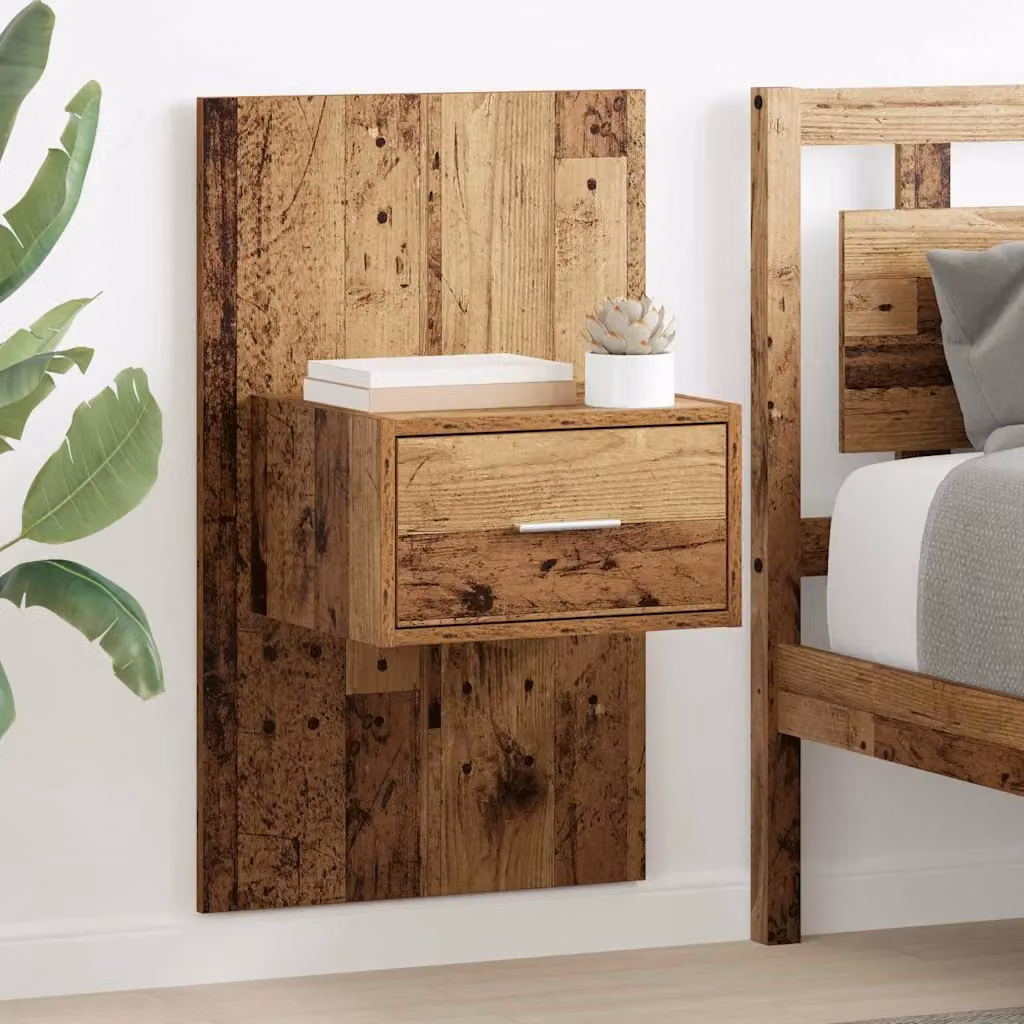 Set di 2 Armadi da Notte vidaXL in Legno Vecchio Marrone L: 50 cm, P: 32,5 cm, H: 80 cm