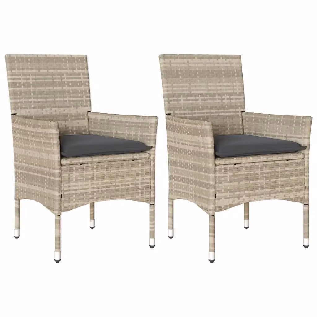 Set di 2 sedie da giardino vidaXL in polyrattan grigio con cuscini e braccioli – 2