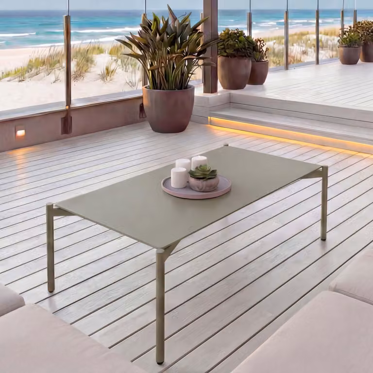 Tavolo da giardino in alluminio HWC-O11, tavolo da salotto per esterni tavolo da caffè tavolo da balcone, 105x65cm ~ verde chiaro