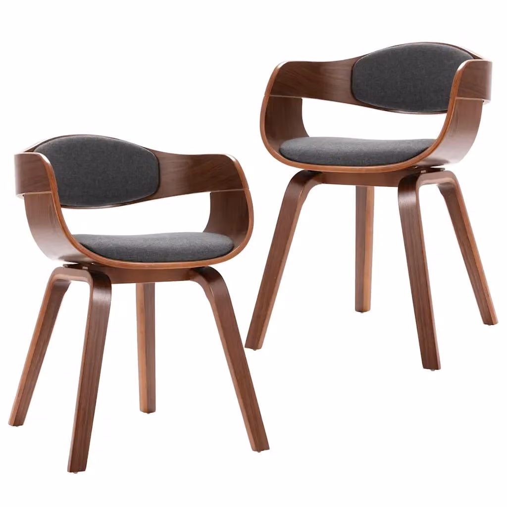 Set di 2 sedie da pranzo moderne vidaXL in legno e tessuto grigio per cucina e sala da pranzo – 2