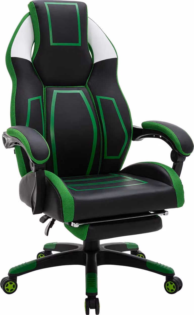 Sedia da ufficio Clovis in Pelle finta nero/verde