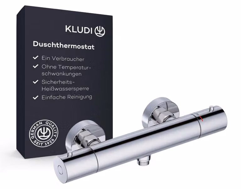 Miscelatore per doccia KLUDI-X1, termostatico con limitatore di temperatura, soffione da parete