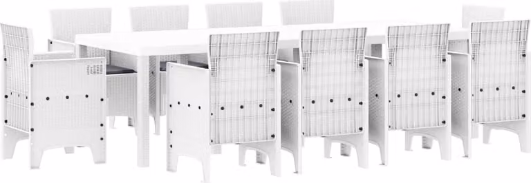 Set da Pranzo per Giardino 11 pcs Bianco Polipropilene