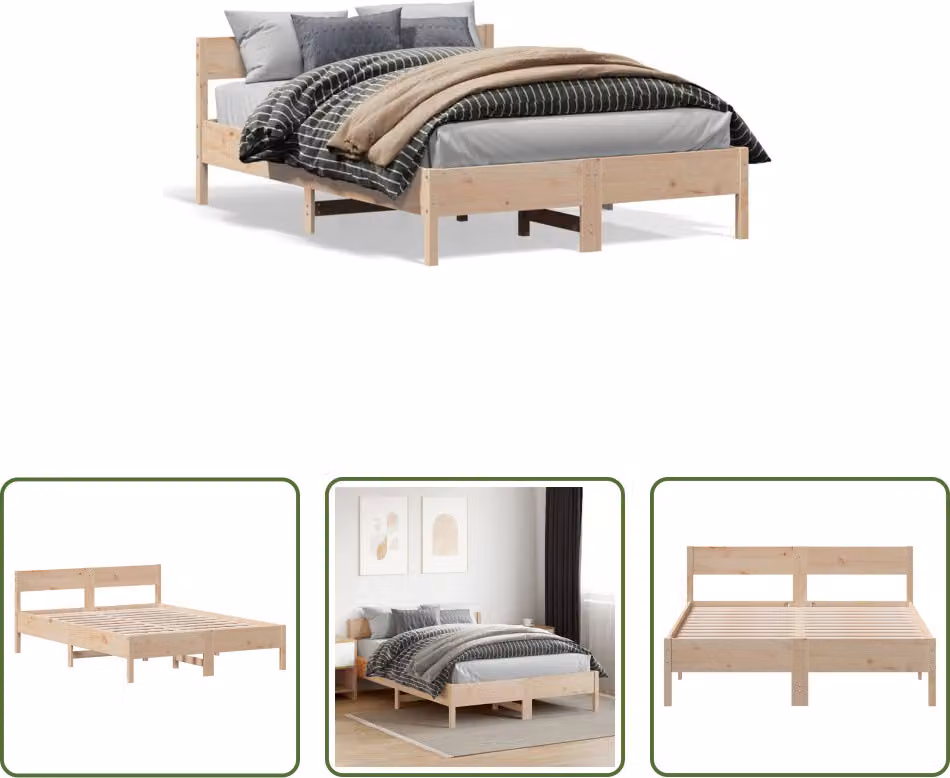 The Living Store Letto in legno massiccio senza materasso 150x200 cm in legno di pino