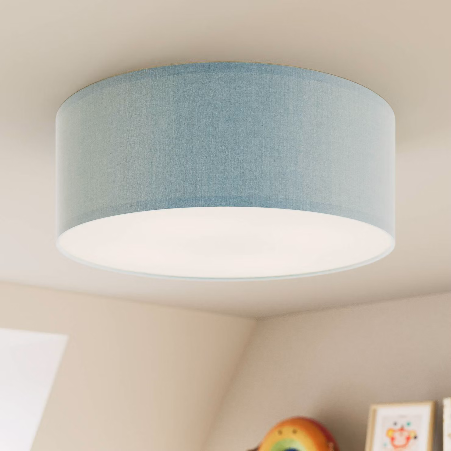 Plafoniera Rondo Kids TK Lighting, dimmerabile, Blu, Cameretta, Tessuto / Stoffa / Seta, Moderno, Plafoniera