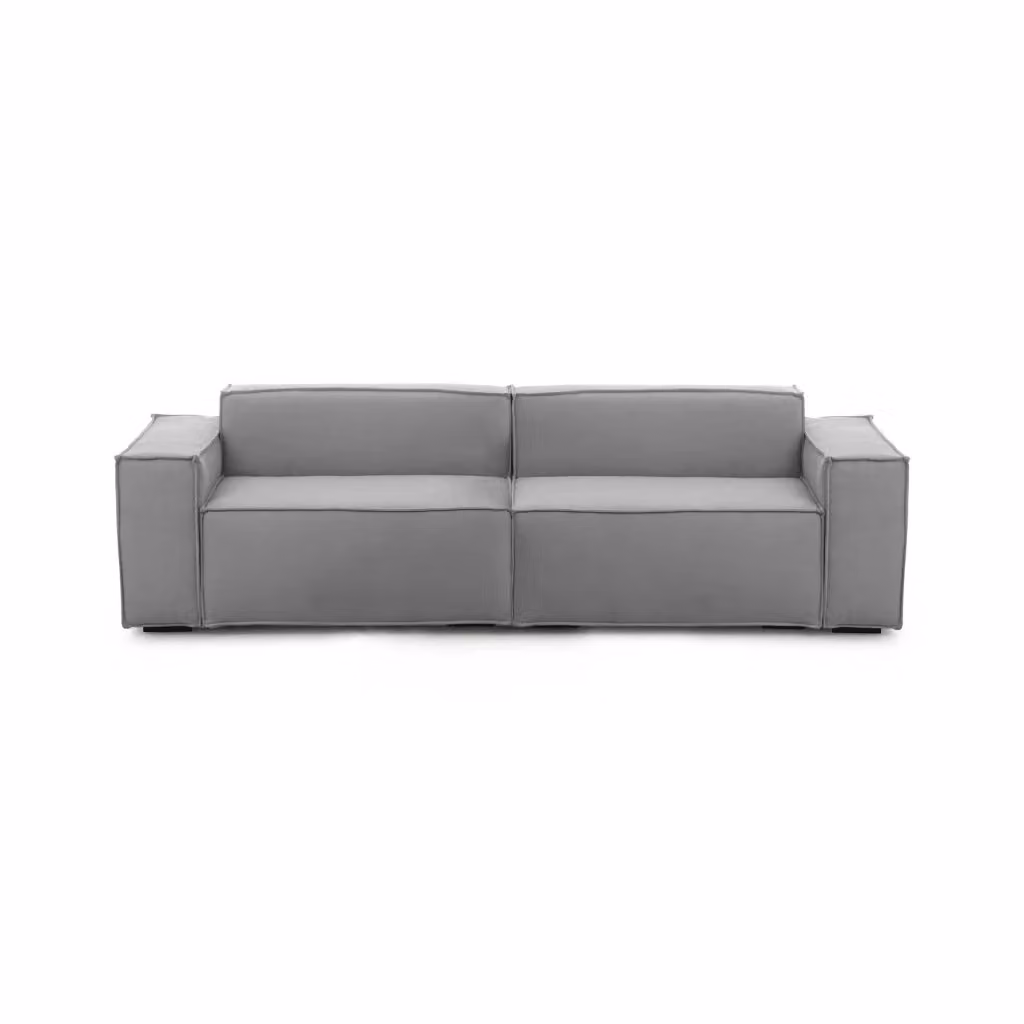 Divano componibile Argo di Talamo Italia, modello moderno a 3 posti lineare in tessuto grigio con funzione letto e coperture rimovibili, L: 260 cm, H: 70 cm, P: 95 cm – 2
