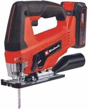 Einhell TC-JS 18 Li Seghetto alternativo a batteria 18 V con movimento pendolare e attacco aspirazione, batteria 2,5 Ah Power X-Change e valigetta inclusa, colore Nero e Rosso