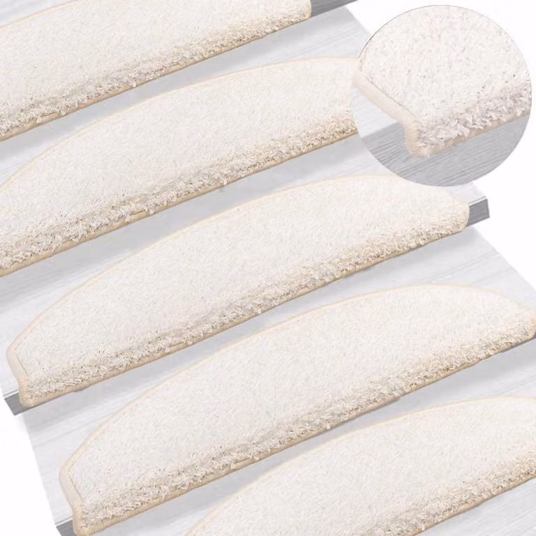 Set di 15 tappetini autoadesivi per scale vidaXL, antiscivolo e fonoassorbenti in polipropilene, Bianco, L 80 x P 24,5 x H 3,5 cm