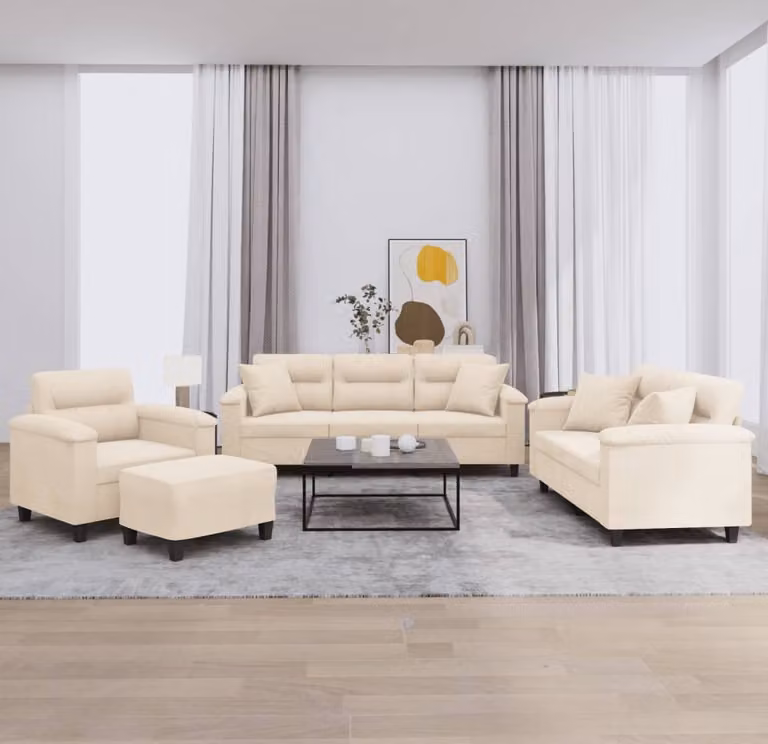 Maison Exclusive - Set divano 4 pezzi con cuscini in microfibra beige