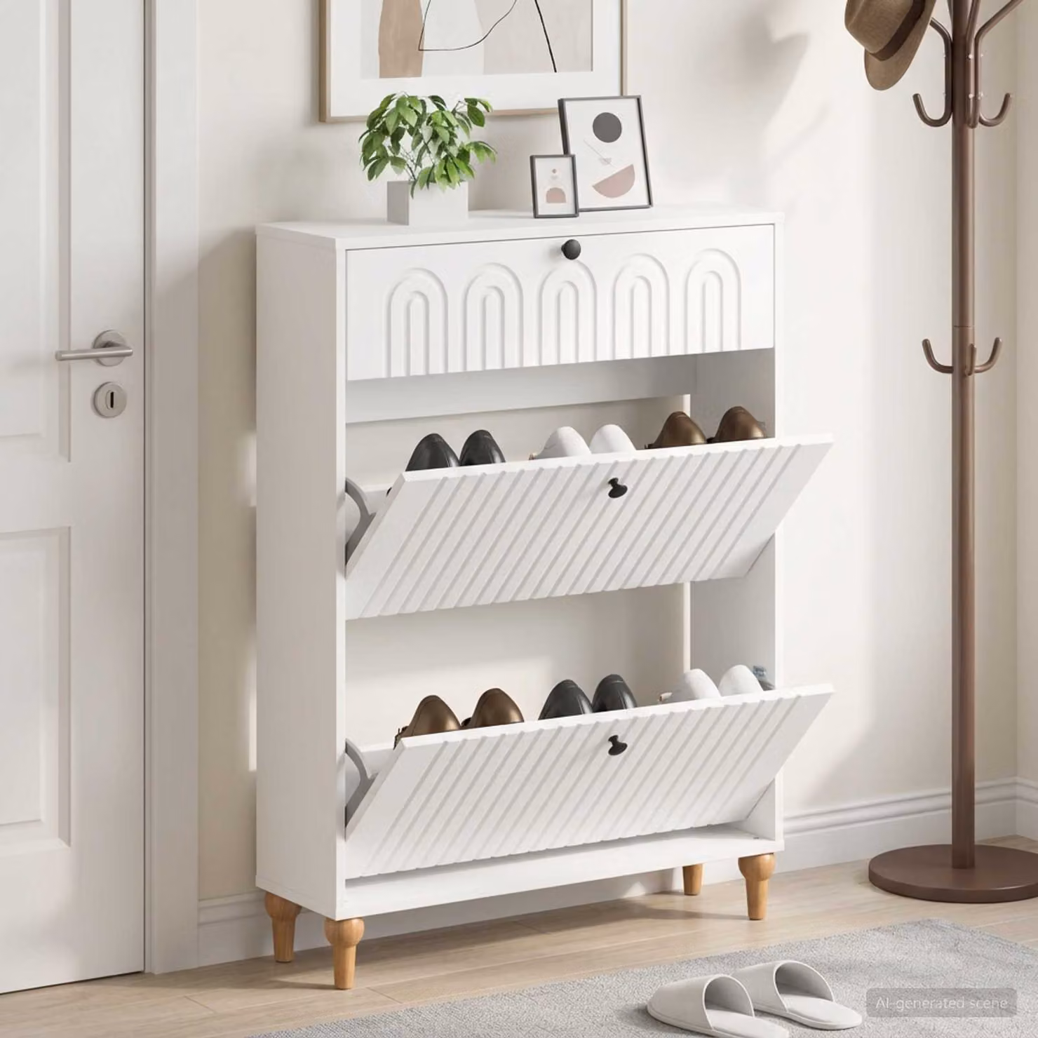 Scarpiera mobile vidaXL ALKMAAR in legno ingegnerizzato e metallo, L: 78 cm, P: 24 cm, H: 103 cm