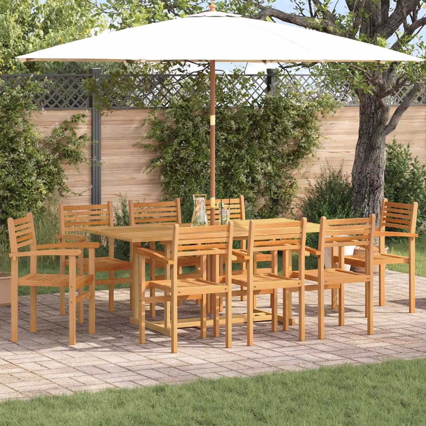 Maison Exclusive - Set da giardino per esterni, 9 pezzi, legno massello di teak, colore marrone