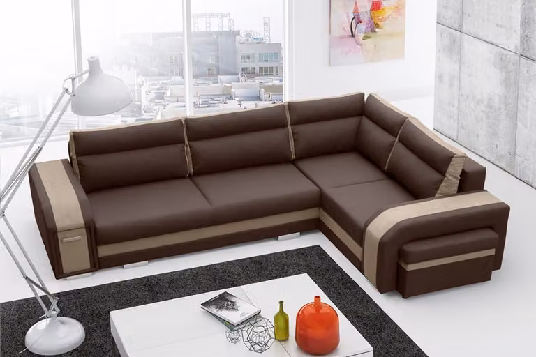 Ecksofa Wohnzimmer Schlaf Sofa Couchen Couch Garnitur L-Form Leder