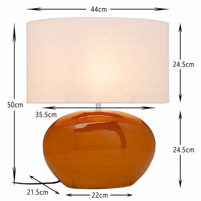 KARE Lampada da tavolo Beo, Giallo / Arancione, Soggiorno / Sala da pranzo, Tessuto / Stoffa / Seta, Scandinavo, Lampada da tavolo