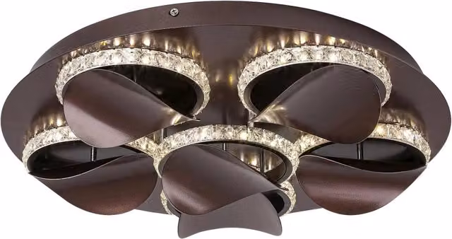 Plafoniera LED Capriana Rabalux in bronzo e cristallo, dimmabile, 36W