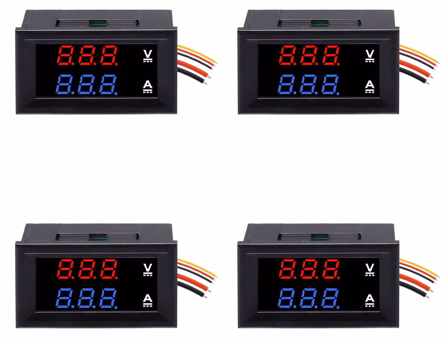 Set di 4 multimetri digitali - Voltimetro, amperometro LED, corrente continua 0-100V, 10A