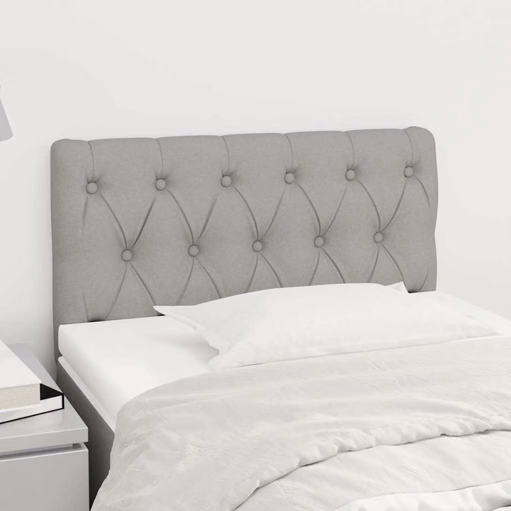 Testiera per letto vidaXL in tessuto grigio chiaro con struttura in legno e pannello imbottito, L: 80 cm, P: 7 cm, H: 78-88 cm