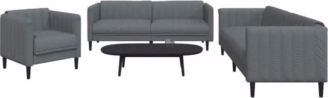 Set di divani vidaXL da soggiorno in tessuto grigio con design moderno, composto da un divano a 3 posti, un divano a 2 posti e una poltrona – 1