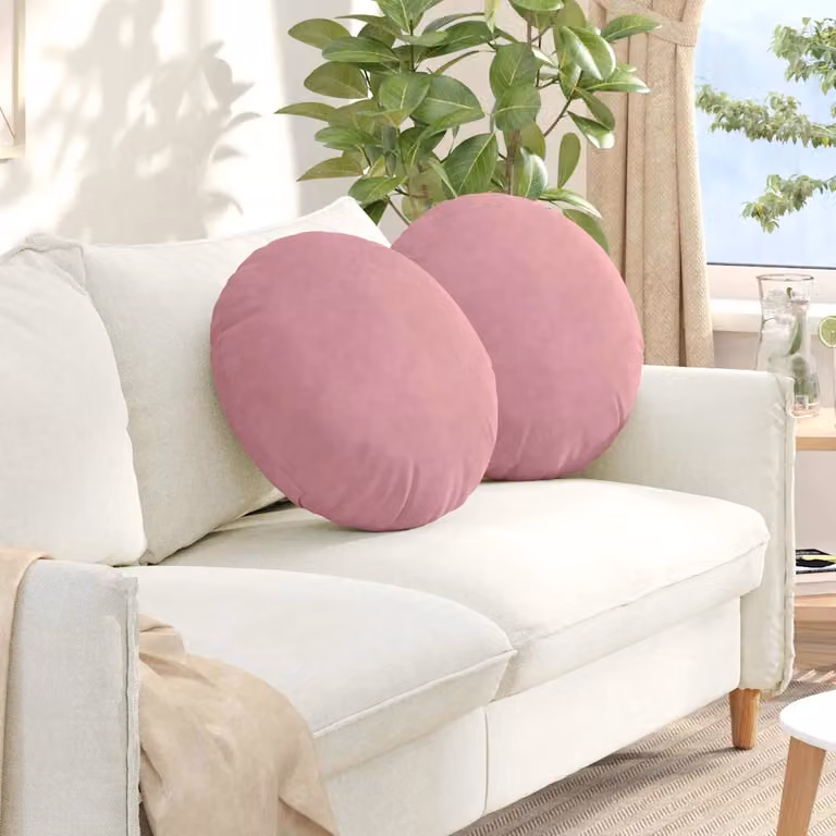Set di 2 cuscini per seduta rotondi vidaXL in velluto rosa, Ø 50 cm x H 19 cm