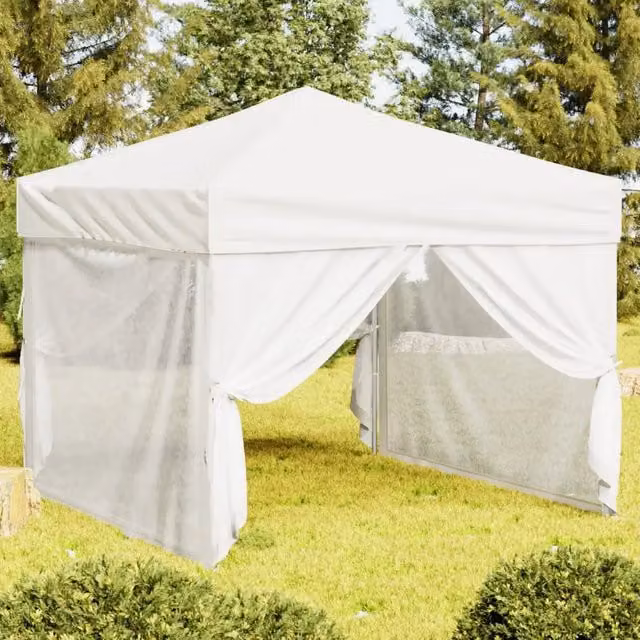 Tenda Gazebo Pieghevole per Feste con Pareti Laterali Bianco DESIGN IN L/P: 3 x 3 m