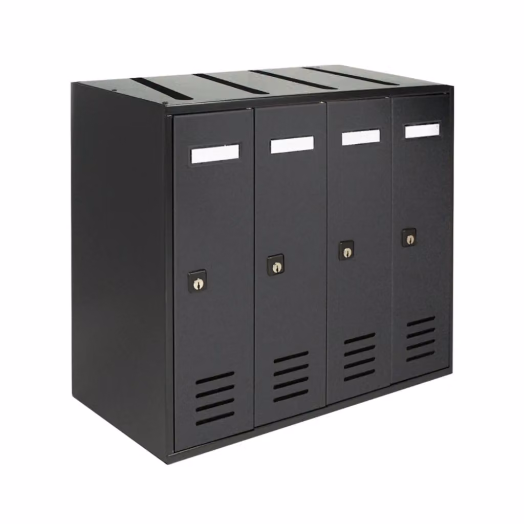 ALUBOX CUBO Cassette Postali Condominiali da 4 Posti in Lamiera Zincata, Colore Antracite, L/P/H: 38,5 x 43 x 25 cm – 2