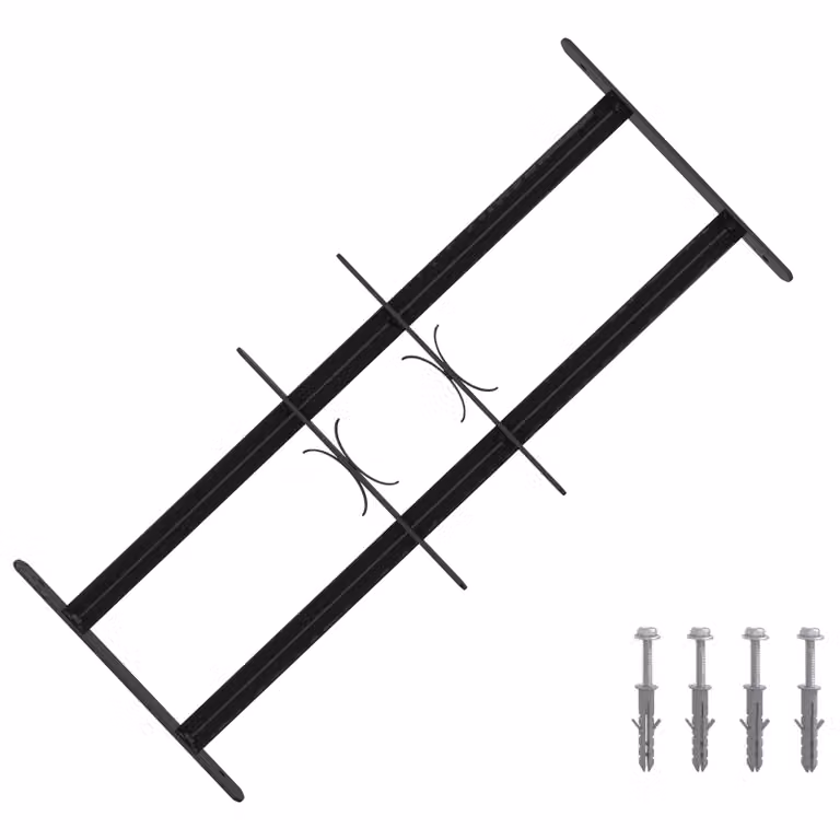 Set di 3 Griglie di Sicurezza per Finestre vidaXL in Acciaio con 2 Traverse, Colore Nero
