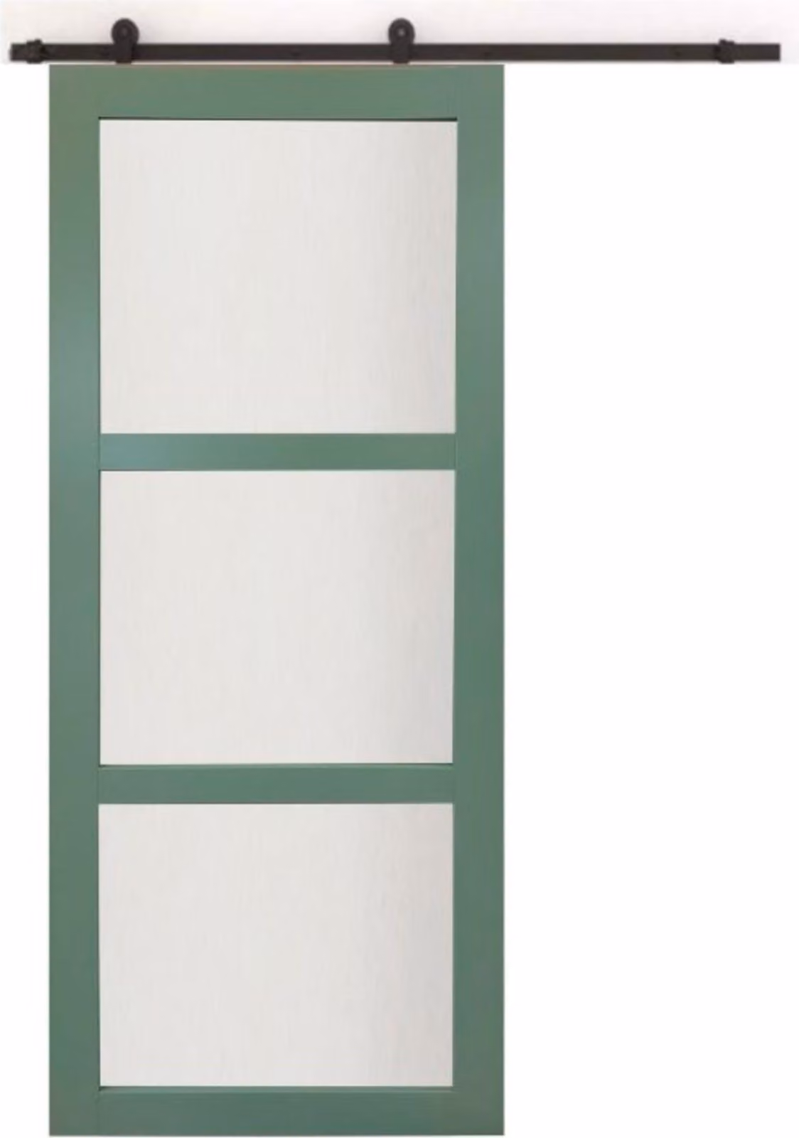Porta scorrevole verde chiaro con vetro H204 x L73 cm, Railroulette Gd Menuiseries