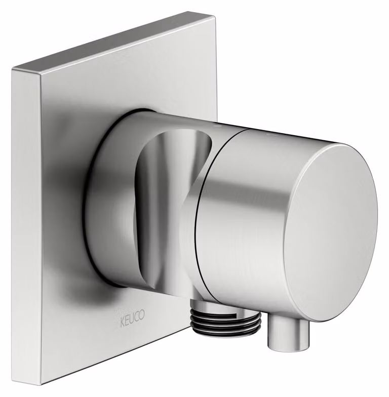 KEUCO IXMO Vanne d'inversion à encastrer 2 consommateurs, raccord de flexible, poignée Comfort et support de douche, sans arrêt, rosace carrée, 59556061202, 59556061202