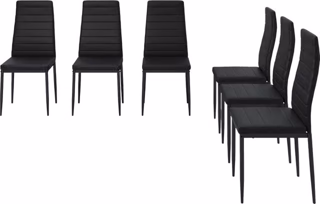 Set di 6 sedie moderne Vicco in ecopelle nera per cucina e sala da pranzo L: 42.5 cm, P: 48 cm, H: 96 cm