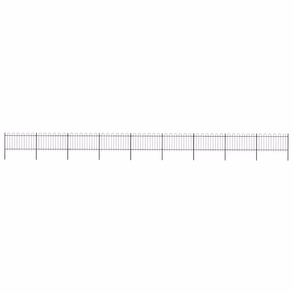 Recinzione da giardino vidaXL in acciaio con parte superiore ad anello, colore nero, L: 1506 cm, H: 100 cm
