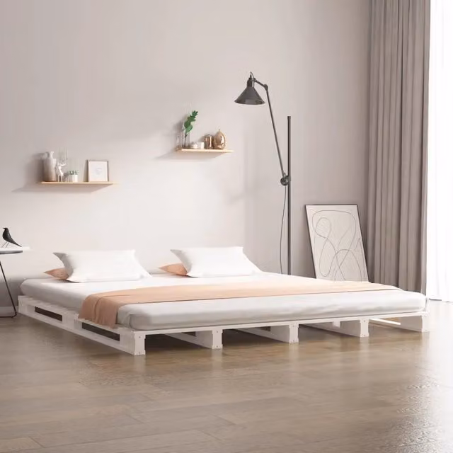 Letto a pallet vidaXL in legno di pino bianco stile rustico L 180 cm x P 200 cm
