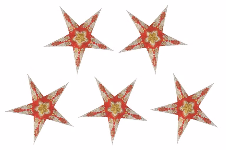 5 stelle di carta per catene luminose, 20 cm, pieghevoli, design 60