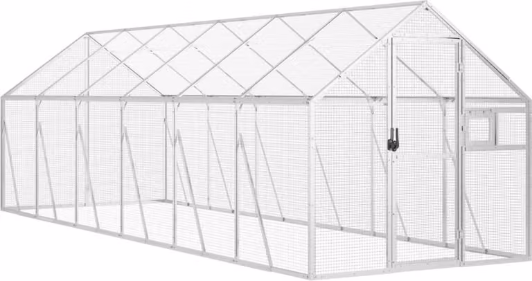 Voliera Argento 1,79x6x1,85 m in Alluminio