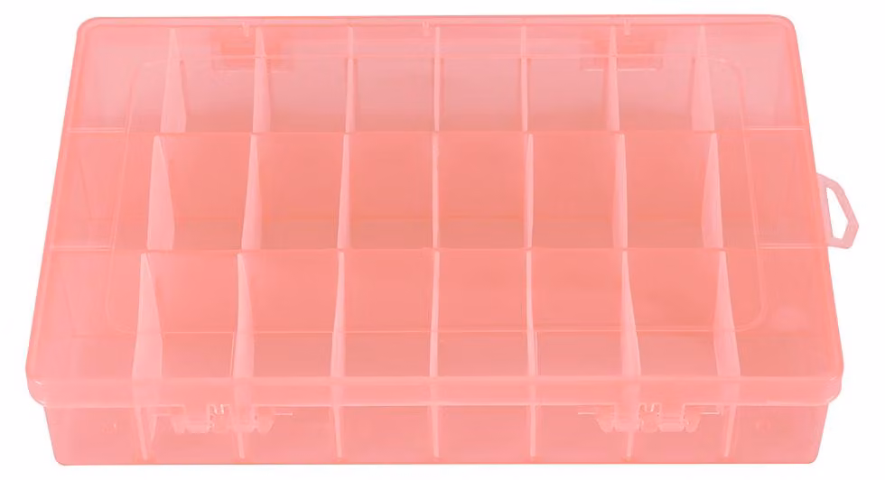 24 scomparti in plastica, scatola regolabile per gioielli, organizer rimovibile, scatola per riporre perline (arancione)
