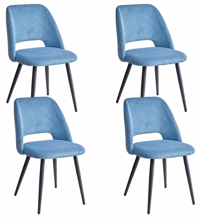 Sedie da pranzo in corda - Sedia da pranzo - Set da 4 - Seduta morbidamente imbottita - Schienale ergonomico - Senza braccioli - Design moderno - Blu